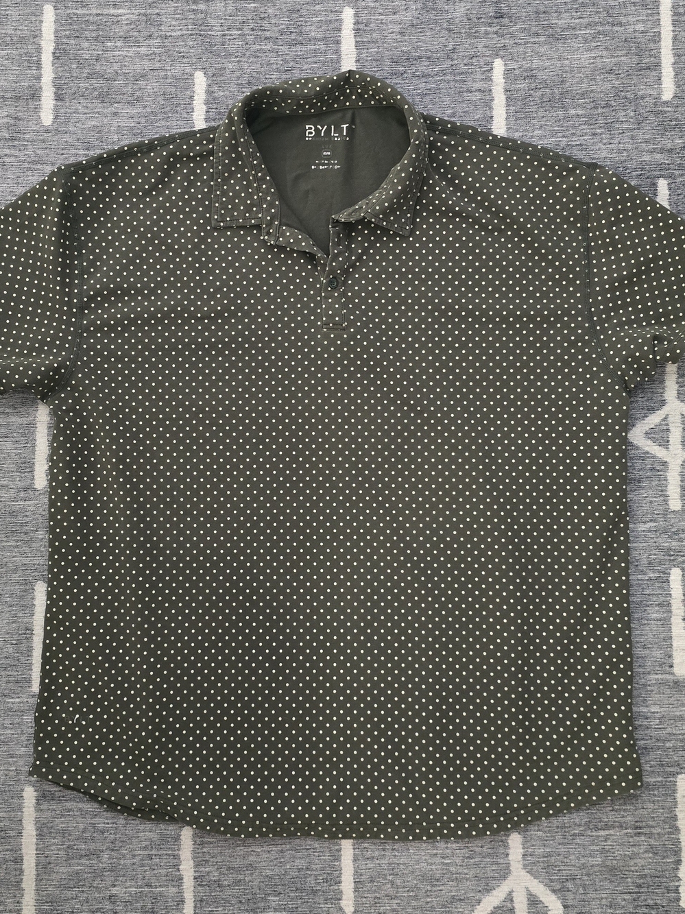 Men's BYLT Olive Green Polka Dot Polo Shirt